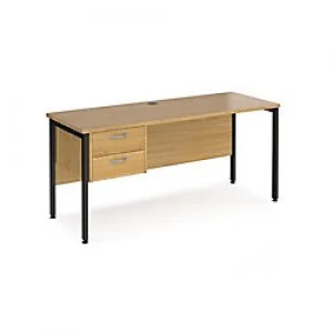 Image of Maestro 25 H-Frame Home Office Desk with Two Drawer Pedestal 600mm White