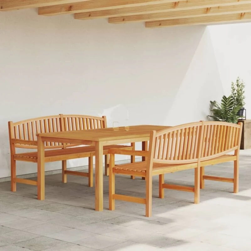 Image of vidaXL 3 Piece Garden Dining Set Solid Wood Teak, Brown 3157946