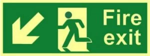 Image of Fire Exit Arrow Down/Left - Sign Rigid S/ALum .Brd
