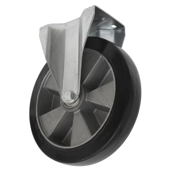Image of Heavy-Duty Rubber Castor Wheel Fixed Plate 200mm - Trade