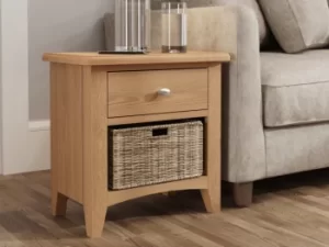 Image of Kenmore Dakota Oak 1 Drawer Large Lamp Table Assembled