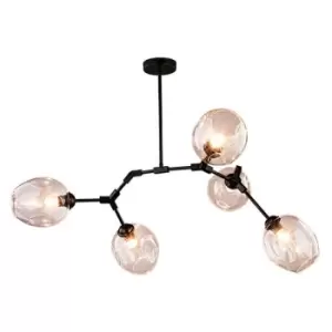 Image of Larissa Corfu Ceiling Pendant 5 Light Metal-Glass Black