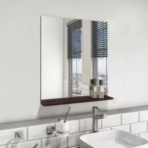 Image of Rectangular Dark Oak Mirror With Shelf 650 x 600mm - Boston