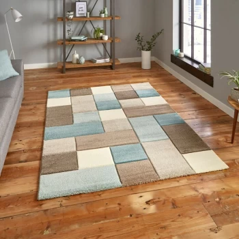 Image of Brooklyn 646 Beige Blue 120cm x 170cm Rectangle - Blue and Beige