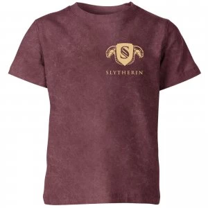 Image of Harry Potter Slytherin Kids T-Shirt - Burgundy Acid Wash - 9-10 Years - Burgundy Acid Wash
