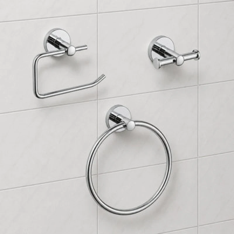 Image of Showerdrape Modernity Chrome Stainless Steel Wall Mounted 3 Piece Bathroom Accessory Set Silver