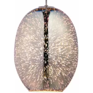 Image of Hanging Ceiling Pendant Light Holographic Effect Glass & Chrome Modern Lamp Bulb