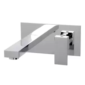 Image of Wall Mounted Chrome Basin Mixer Tap - Cube