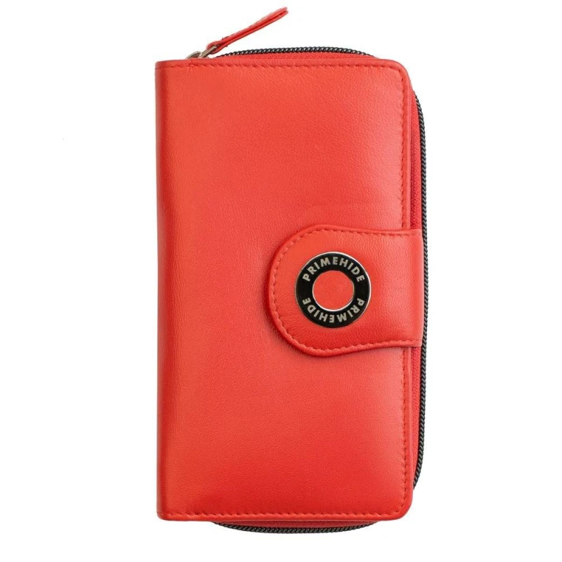 Image of PRIMEHIDE 'Flavia' Leather Large Zip Around Bifold Purse Red