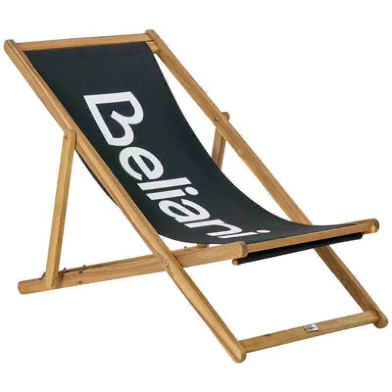 Image of Beliani Folding Deck Chair Anzio Acacia Wood Black