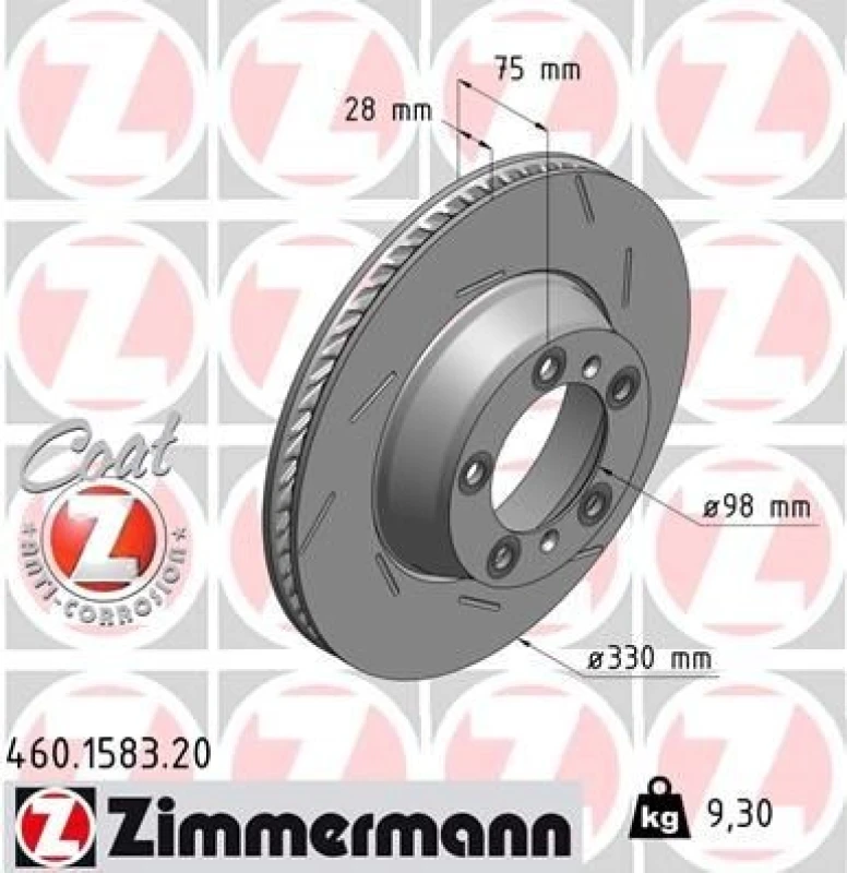 Image of ZIMMERMANN Brake disc ZIMMERMANN 460.1583.20