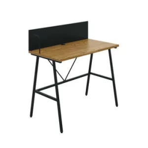 image of Soho Desk with Backboard Oak/Black Leg KF90778