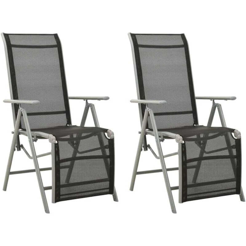 Image of VIDAXL Reclining Garden Chairs 2 pcs Textilene and Aluminium Silver vidaXL 8720286108444