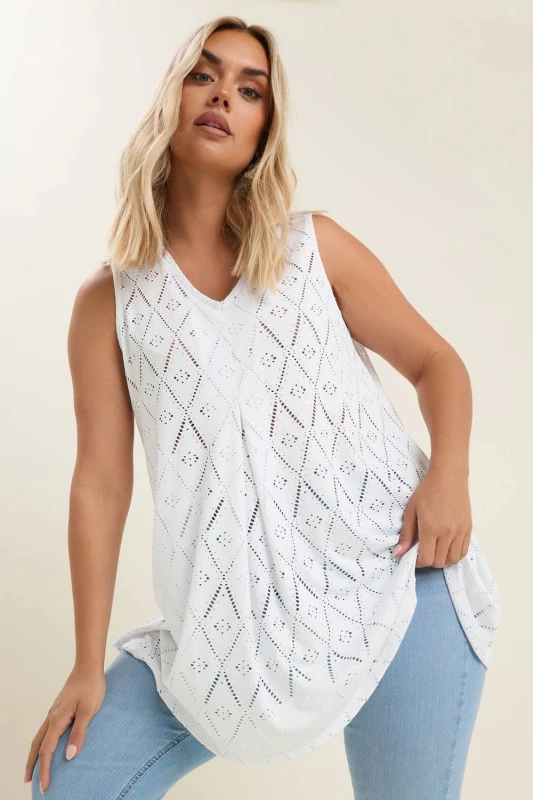 Image of Yours Womens Pleat Front Vest Top in White Size: 22-24 White Female 22-24