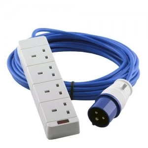 Image of Zexum 16A Blue Male - 4 Gang Hook Up Cable - 10m