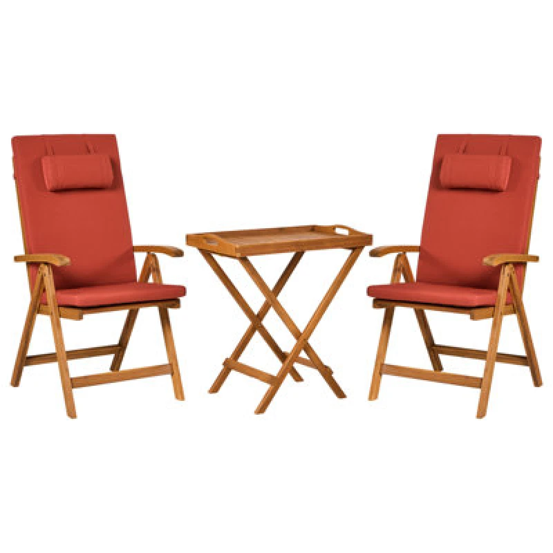 Image of Beliani Bistro Set Java Premiuim Acacia Wood Red