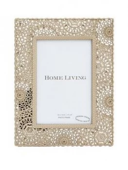 Image of Moroccan Collection Gold Painted Metal Photo Frame ; 4 X 6 Inch