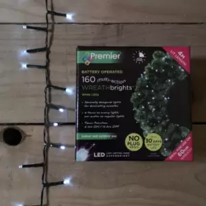Image of 160 LED 4m Premier Christmas Battery Operated Wreath Lights with Timer in Cool White