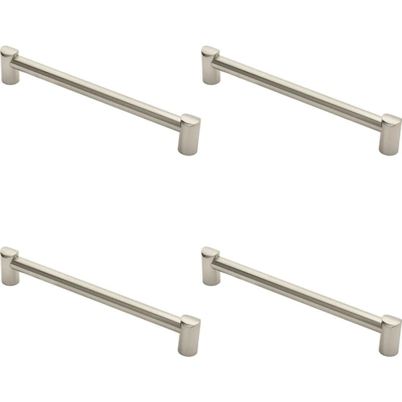 Image of Loops 4x Round Tube Pull Handle 244 x 16mm 224mm Fixing Centres Satin Nickel Metallics unisex