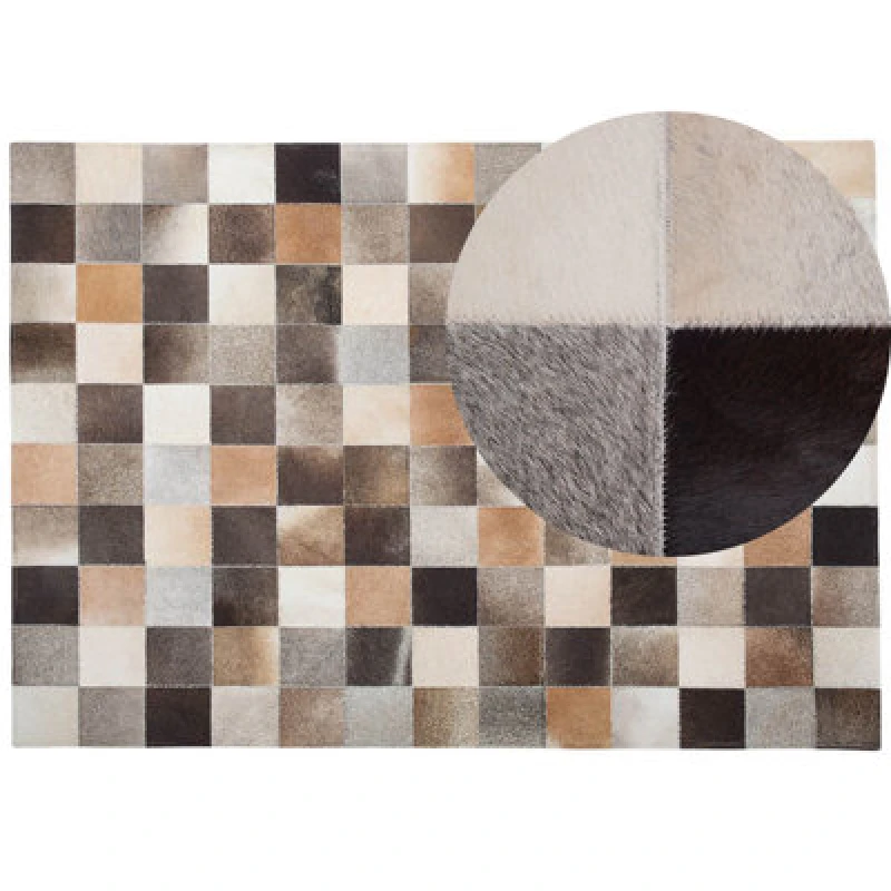 Image of Beliani Rug Soke Multicolour 160 X 230 Cm Leather