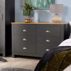Image of Camden - Chest of 6 Drawers Graphite Wooden Bedroom Home Furniture Clothing Storage Unit - Graphite