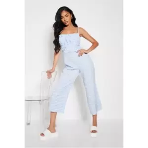 Image of I Saw It First Blue Ruched Bust Cami Strap Culotte Jumpsuit - Blue