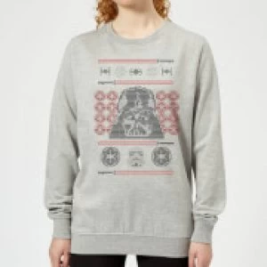 Image of Star Wars Darth Vader Face Knit Womens Christmas Sweatshirt - Grey - 3XL