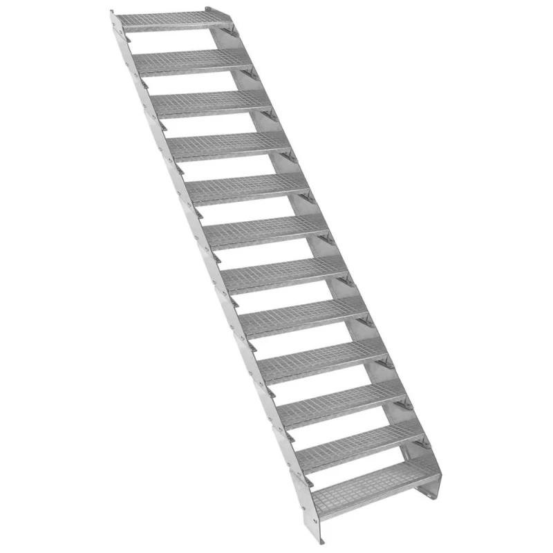 Image of Monstershop Adjustable 12 Section Galvanised Staircase - 600mm Wide Silver