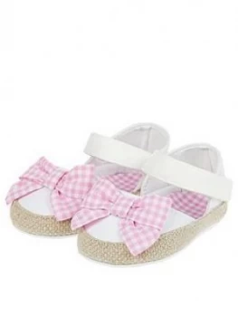 image of Monsoon Baby Gingham Bow Espadrille Bootie Shoes - Ivory, Size 0-3 Months