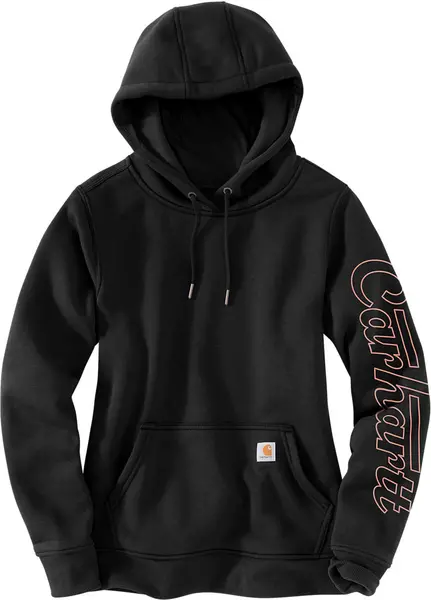 Image of Carhartt Relaxed Fit Rain Defender Graphic Ladies Hoodie, black, Size XS for Women