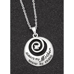 image of Sentiment Swirl Silver Plated Necklace Mother