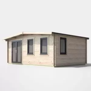 image of Power 14' x 18' Chalet Log Cabin- Left Side Double Door