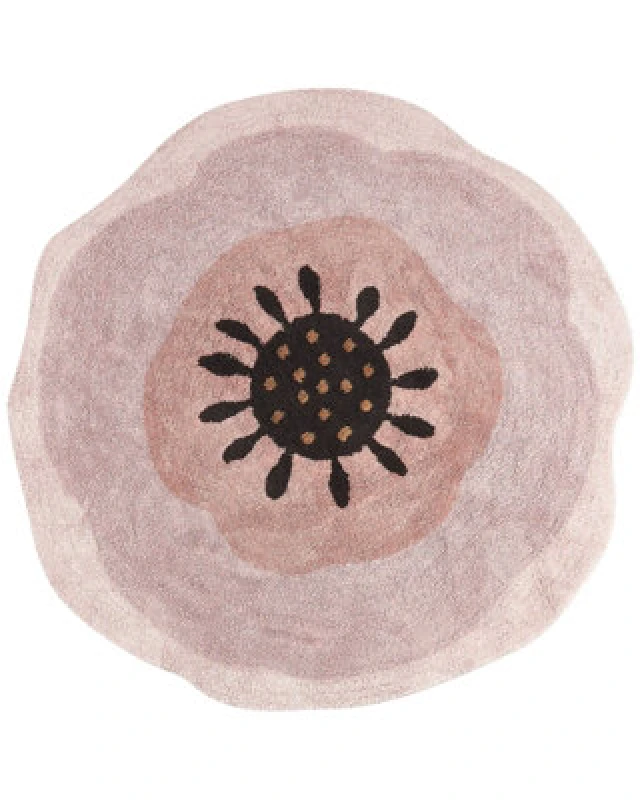 Image of Beliani Kids Rug Kharat Pastel Pink 140 Cm Cotton