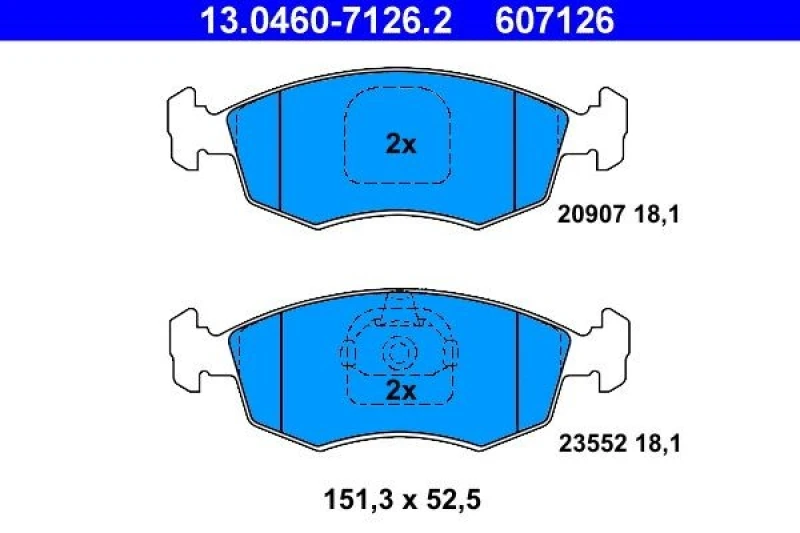 Image of ATE 13.0460-7126.2 Brake pad set excl. wear warning contact Brake Pad Set,disc brake (402)