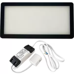 Image of 1x MATT BLACK Ultra-Slim Rectangle Under Cabinet Kitchen Light & Driver Kit - Natural White Diffused LED
