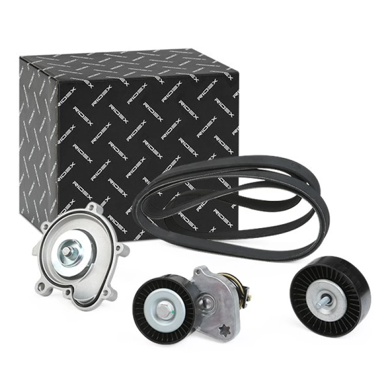 Image of RIDEX 4172P0003 Water Pump + V-Ribbed Belt Kit with water pump Water Pump + V-Ribbed Belt Kit (4172)