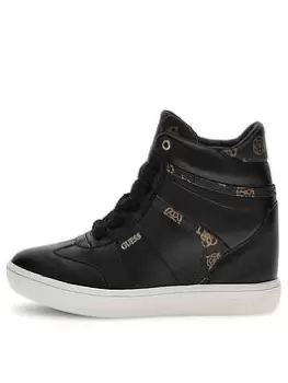 Image of Guess GUESS MORENS WEDGE TRAINER - BLKBR, Black, Size It/Eu 41 = UK 8, Women