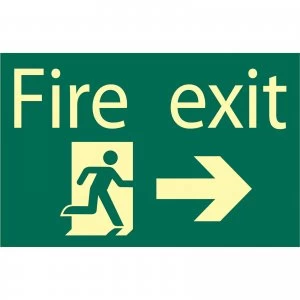 image of Draper Fire Exit Arrow Right Sign 200mm 300mm Photoluminescent