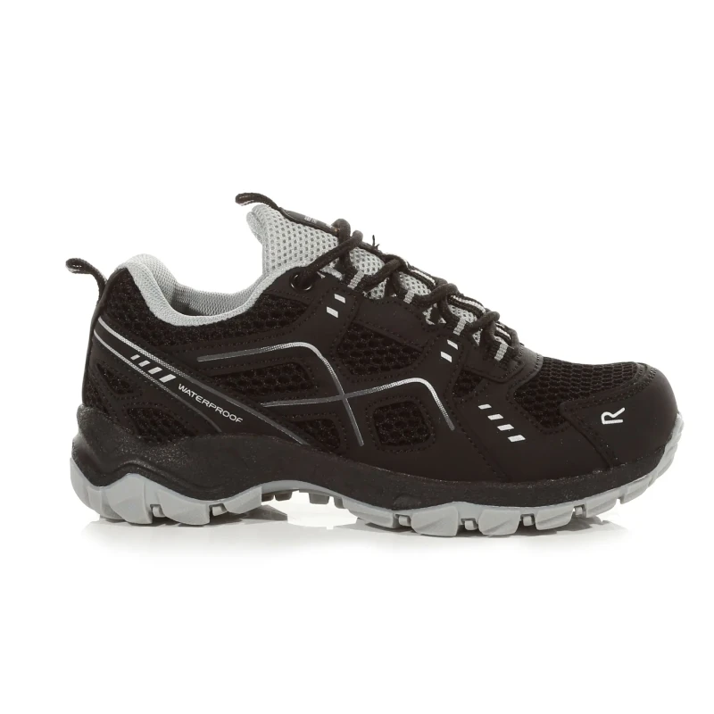 Image of Regatta Boys Vendeavour Waterproof Lace Up Walking Shoes UK Size 9 (EU 28) Black/Light Steel RKF785B-04B-9