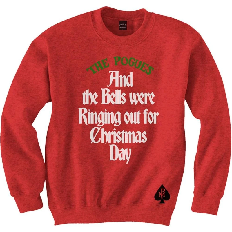 Image of The Pogues Mens Bells Were Ringing Out Cotton Sweatshirt in Red Size: Large Red Male L
