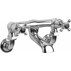 image of Black Topaz Wall Mounted Crosshead Bath Filler Tap - Chrome - Hudson Reed