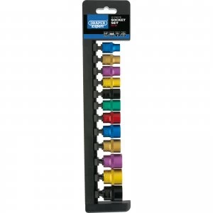 Image of Draper Expert 12 Piece 3/8" Drive Coloured Hex Socket Set Metric 3/8"