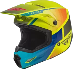 Image of FLY Racing Kinetic Drift Ece Helmet Blue Hi-Vis Charcoal XL