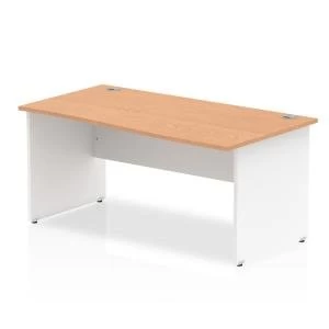 image of Trexus Desk Wave Right Hand Panel End 1600x800mm Oak Top White Panels