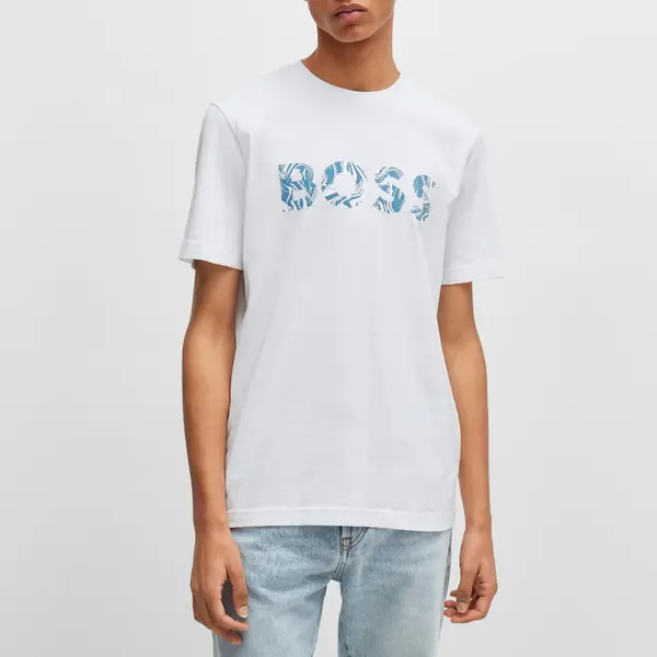 Image of BOSS Orange Bossocean Cotton-Jersey T-Shirt - XL White Tops male 50515997-100 XL