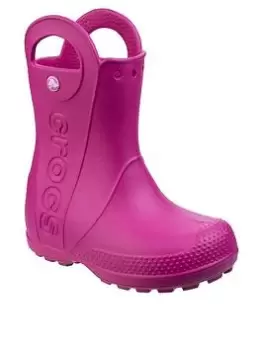 image of Crocs Girls Handle It Wellington Boots - Pink, Size 6 Younger