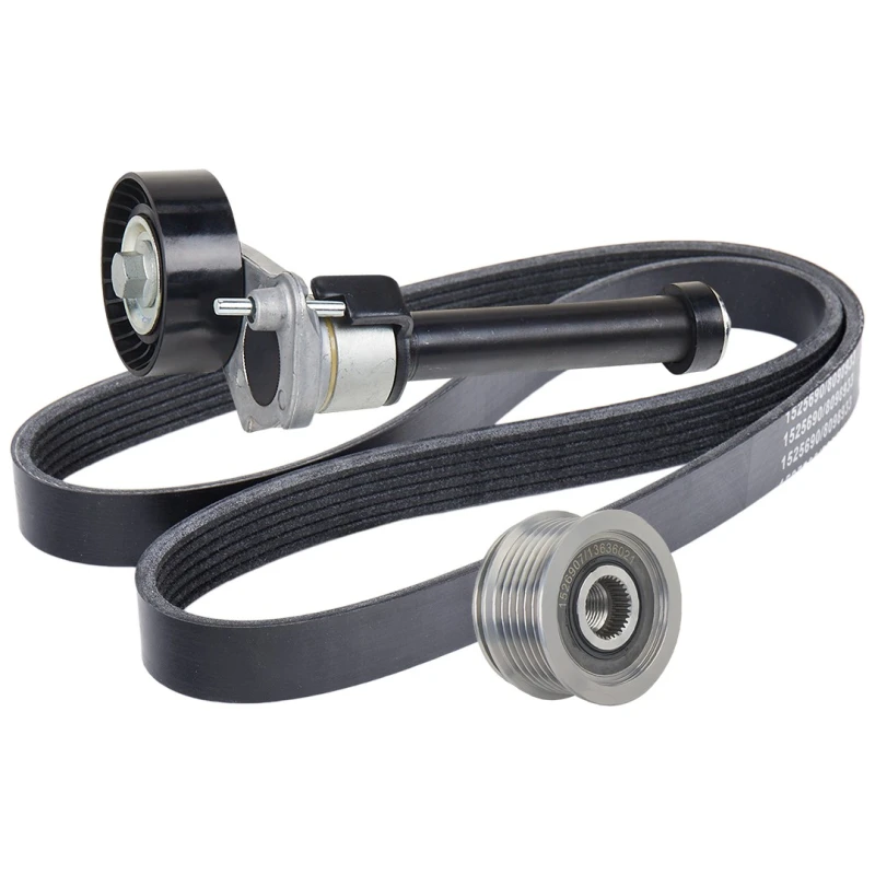 Image of RIDEX 542R0382 V-ribbed belt set Check alternator freewheel clutch & replace if necessary, Pulleys: with freewheel belt pulley V-Ribbed Belt Set (542