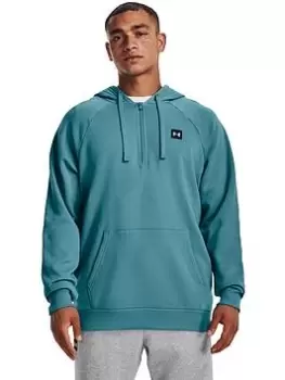 Image of Under Armour Training Rival Fleece 1/2 Zip Hoodie - Blue Size S, Men