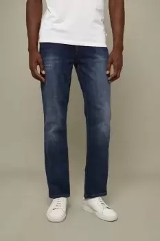 Image of Mens Straight Leg Mid Blue Jeans