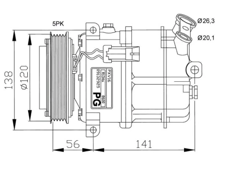 Image of NRF 32117 AC Compressor EASY FIT PAG 46, with seal ring, with gaskets/seals Compressor,air conditioning (447)